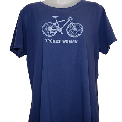 #ad Life Is Good Womens Large Blue Crusher Tee T Shirt Spokes Woman Casual Top Bike $10.78