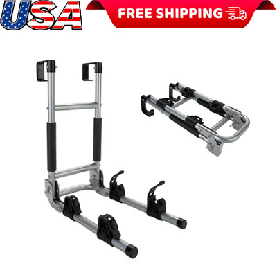 #ad #ad Camper RV Ladder Mount Bike Rack Holds Up to 2 Bikes Locking Pins Foldable 2023 $81.45