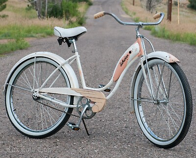 #ad Vintage 1952 Pink White Ladies Schwinn STARLET Cruiser Bicycle HollywoodTankBike $800.00