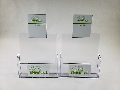 #ad Lot Of 2 Rhino Roof Clear Rectangular Trifold Brochure Leaflet Holders $24.83