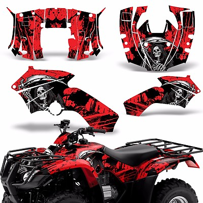 #ad ATV Decal Graphics Kit Quad For Honda Recon 2005 2018 REAP RED $89.95