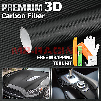 3D Carbon Fiber Black Matte Textured Car Vinyl Wrap Sticker Decal Film Sheet DIY $269.00
