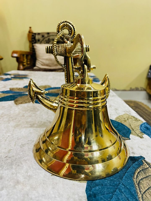 #ad Bell Wall Hanging Ship Bell 10quot; Brass Anchor Boat Decor $72.20