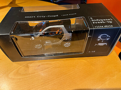 #ad Smartware 1 18 Model Smart Car City Coupe Jack Black with Lite White Panels GBP 120.00