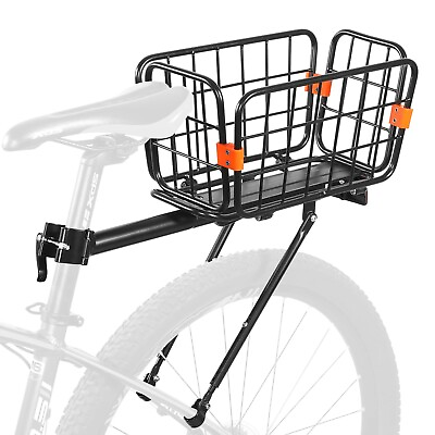 #ad #ad Rear Bike Rack amp;#8203;with Basket 165 LB Load Bike Rear Rack Bike Cargo Rack $102.40