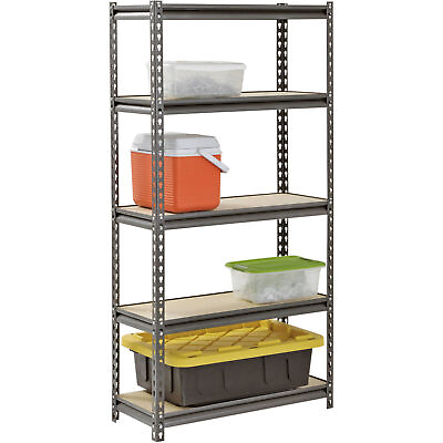 Silver Freestanding Storage Shelves Garage Racks Organizer Hold 4000 lbs 5 Shelf $59.98