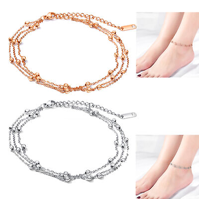 #ad Multilayer Chain Ball Charm Anklet Ankle Bracelet Foot Chain Beach for Women Adj $9.89