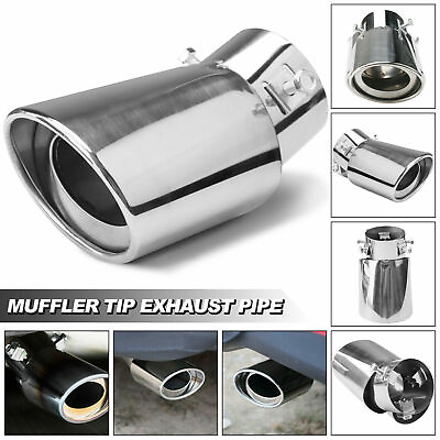 Car Chrome Stainless Steel Rear Exhaust Pipe Tail Muffler Tip Round Accessories $9.39