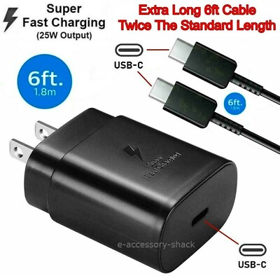 25w Type USB C Super Fast Wall Charger6FT Cable For Samsung Galaxy S20 S21 S22 $8.95