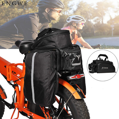 #ad #ad ENGWE Leather Bicycle Seat Pannier Bag Bike Rack Bag Waterproof Shoulder Bag $55.99