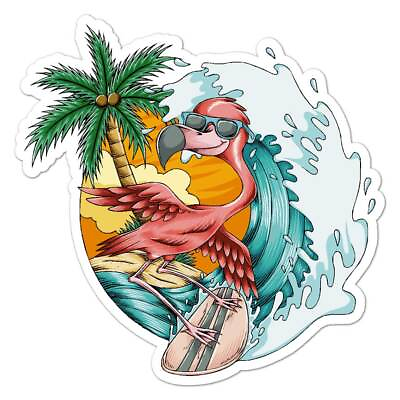 #ad Flamingo Surfing Beach Vinyl Decal Sticker Indoor Outdoor 3 Sizes #7907 $23.95