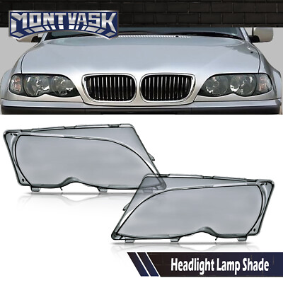 #ad Headlight Replacement Lens Smoke Fit For BMW 02 05 E46 3 Series Left Right $29.60