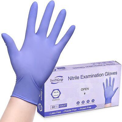 #ad 100pc Disposable Nitrile Exam 3 mil Latex Free Medical Cleaning Food Safe Gloves $9.99