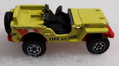 #ad Matchbox Toy Car Jeep Life Guard Neon Yellow 2009 $5.99