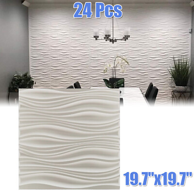 #ad 24Pcs Modern 3D Wall Panels DIY PVC Wave Art Design Home Wall Ceiling Decor $65.99