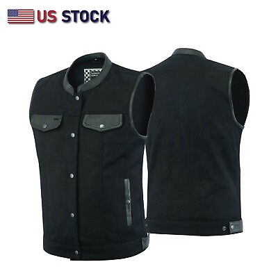 #ad Biker Denim Club Style Anarchy Vest with Conceal Carry Gun Pocket SKU HL21689 $35.00