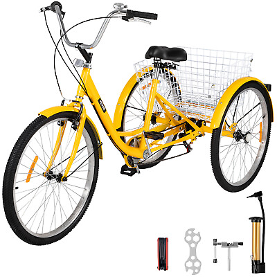Adult Tricycle 26quot; 7 Speed 3 Wheel Trike Bicycle Bike Cruise w Basket Shooping $230.99