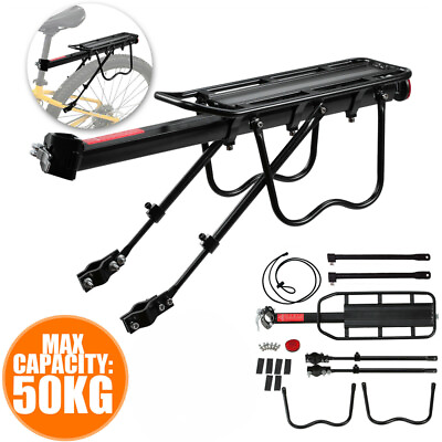 #ad Rear Bike Rack Heavy Duty Alloy Bicycle Carrier 110 Lb Capacity w Quick Release $26.85