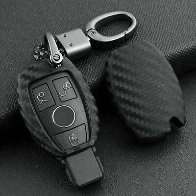 #ad #ad Smart Car Key Case Cover For Mercedes Benz Fob Holder Accessories Carbon Fiber $3.99