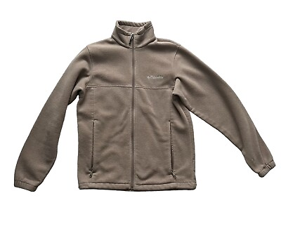 #ad Columbia Mens Mountain Full Zip Fleece Jacket Gray Size Small Khaki XM6138 $12.00