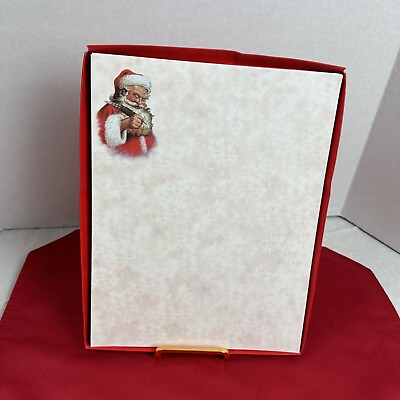 #ad 50 Sheets Of Of Golden Holly VTG Christmas Stationary in Santa Holly And Scroll $9.95