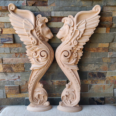 #ad Hand Carved Wooden Gothic Griffin Corbels Statue for Wall Staircase Newel Post $180.00