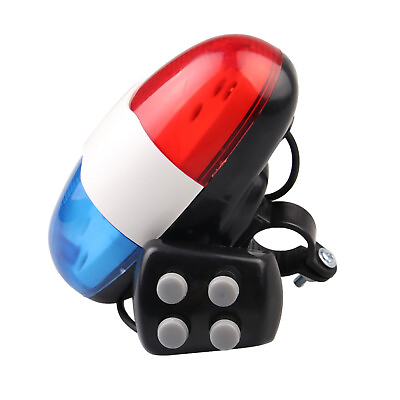 #ad LED Bicycle Light Police Car Electric Siren Horn Bell Bike 4 Sounds Trumpet b $11.98