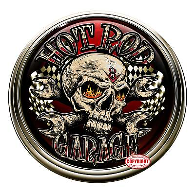 #ad Hot Rod Garage Skull crest Decal $5.95