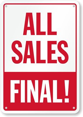 #ad All Sales Final Store Policy Vertical Aluminum Weatherproof 12quot; x 18quot; Sign $24.99