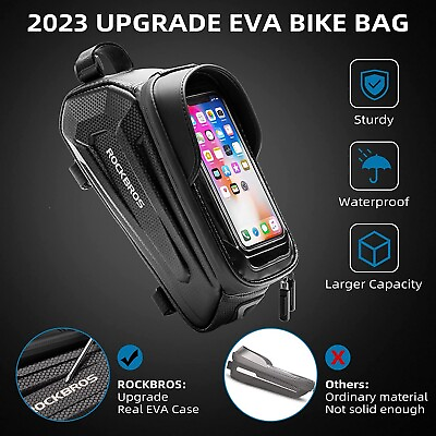 #ad ROCKBROS Bike Phone Front Frame Bag Bicycle Bag Waterproof Bike Phone Mount $28.08