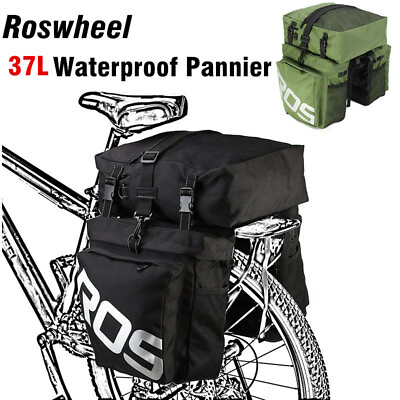 #ad 3 in 1 Roswheel 37L Waterproof Cycling Bicycle Rear Rack Bike Pannier Seat Bag $12.50