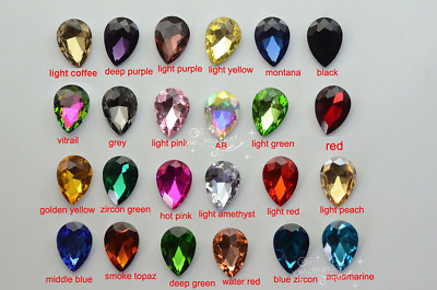 #ad 100 PCS TearDrop 10mm x 14mm Colour Glass Crystal Rhinestones Faceted Jewels DIY $7.90
