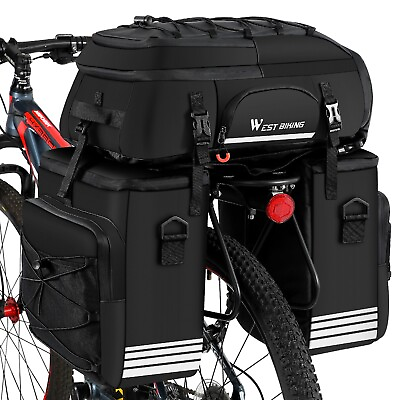 #ad #ad WEST BIKING 3 in 1 Bicycle Bag Waterproof Rear Rack Pack Bag Bike Pannier 48L $67.49