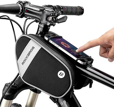 #ad #ad ROCKBROS Bike Front Frame Handlebar Phone Mount Bag Top Tube Phone Holder 6.7#x27;#x27; $19.10