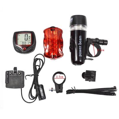 Bike Bicycle Accessories Set Warning Lamp Headlight Rear Tail Light Speedometer $19.46