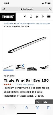 Thule Wing Bar Evo 150 Selling Both $169.00