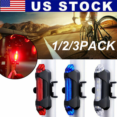#ad 5 LED USB Rechargeable Bike Tail Light Bicycle Safety Cycling Warning Rear Lamp $3.89