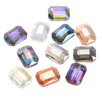 #ad #ad 10pcs Rectangle Faceted Colorful Crystal Glass Loose Beads For DIY Jewelry $2.98