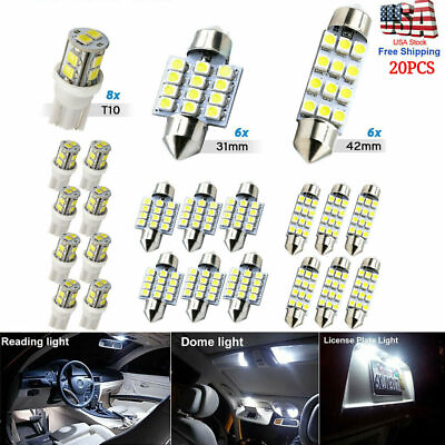 #ad 20pcs LED Interior Lights Bulbs Kit Car Trunk Dome License Plate Lamps 6000K $6.99