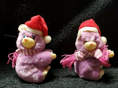 Purple Christmas Bear plush mini Hugger Vintage Clip on Lot of 2 grabber toy $36.99