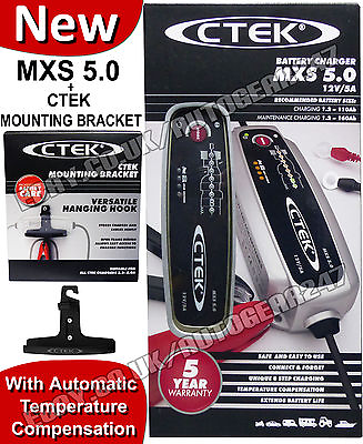 NEW CTEK MXS 5.0 12v Car Bike Caravan Smart Automatic Battery Charger M Bracket GBP 98.50