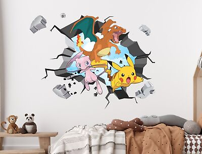 #ad #ad Pikachu Charizard Mew Pokemon WALL EXPLOSION Decal Wall Sticker Art Mural 77 $16.50
