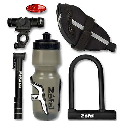 #ad Premium Bike Accessories 7 Piece Set Bag Lock Water Bottle Cage Light Set $27.81