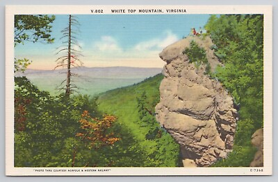#ad White Top Mountain Virginia VA 1930s Postcard Landscape UNP Linen $3.49