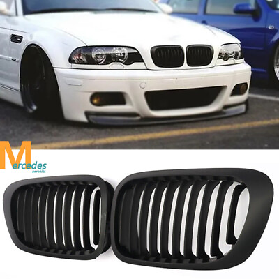 #ad Front Kidney Grille Grill For BMW E46 M3 328i 325Ci 330Ci 1999 01 2D Matte Black $35.14