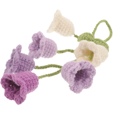 #ad 6pcs Cute Car Accessories Handmade Knitted Flower Decoration Car Rear Mirror $11.89