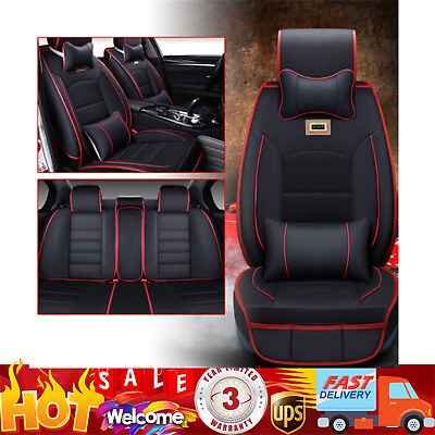 Universal PU Leather 5 Seats Front amp; Rear SUV Car Seat Cover Cushion Full Set $76.95