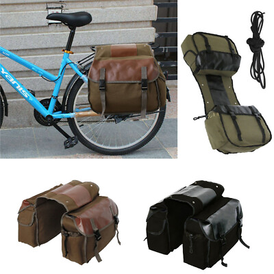 Bicycle Rear Rack Bike Bag Canvas Trunk Saddle Bike Tail Storage Pannier Pouch $19.79