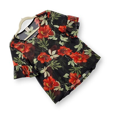 #ad #ad *MUST HAVE Brand Blouse Black Floral Top Roses Stretch Freya Womens Small $13.21