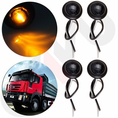 #ad 4pcs 3 4quot; Amber Round LED Bullet Light Clearance Side Marker Truck Trailer Jeep $9.66